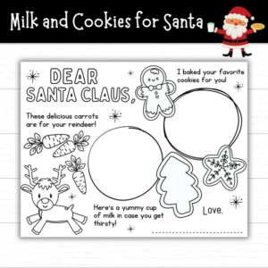 Printable Milk and Cookies for Santa Placemat