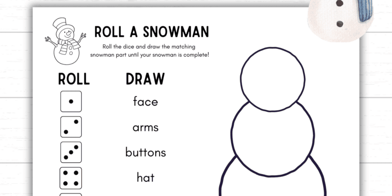 Printable Roll a Snowman Dice Game