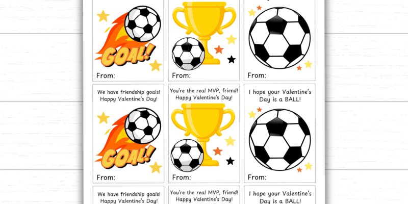 Printable Soccer Valentine’s Day Cards