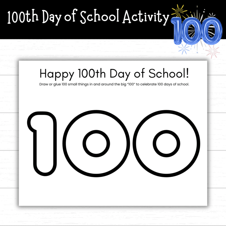 Printable 100th Day of School Activity Mom. Wife. Busy Life.