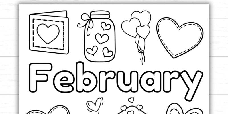 Printable Month of February Coloring Page