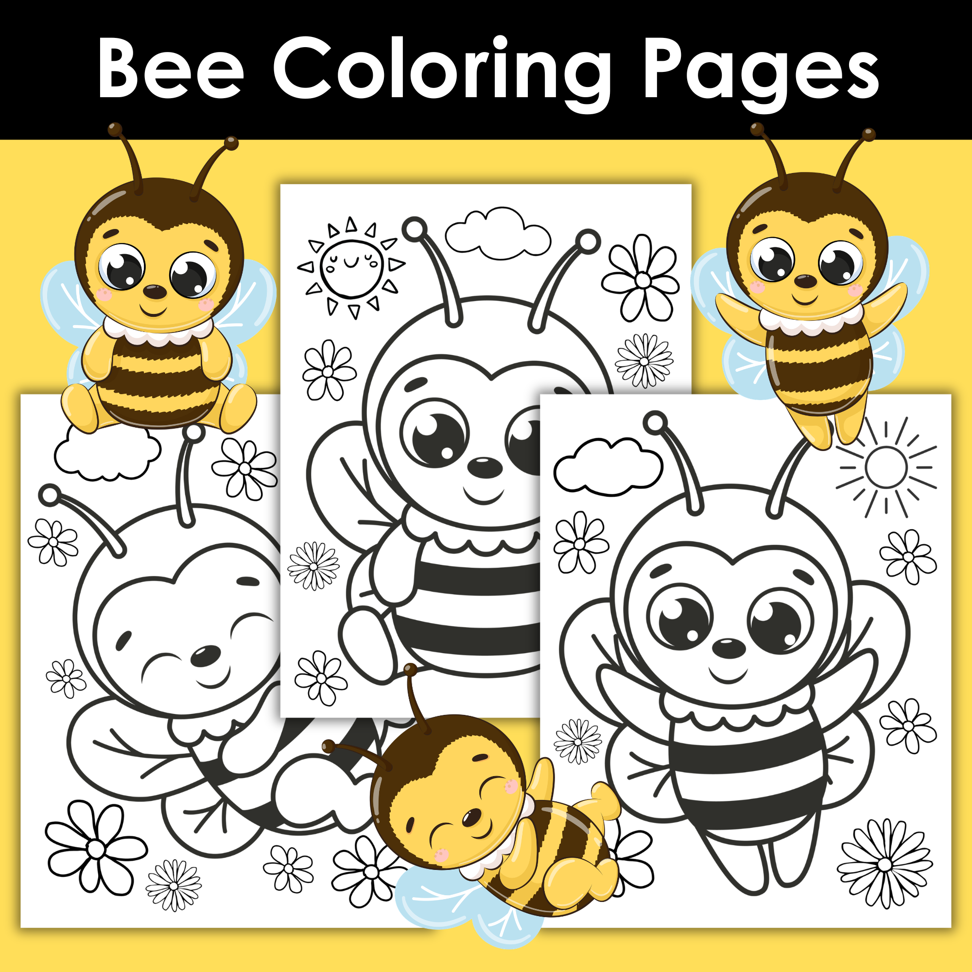 Printable Bee Coloring Pages for Kids – Spring Activity Pack for Preschool & Kindergarten
