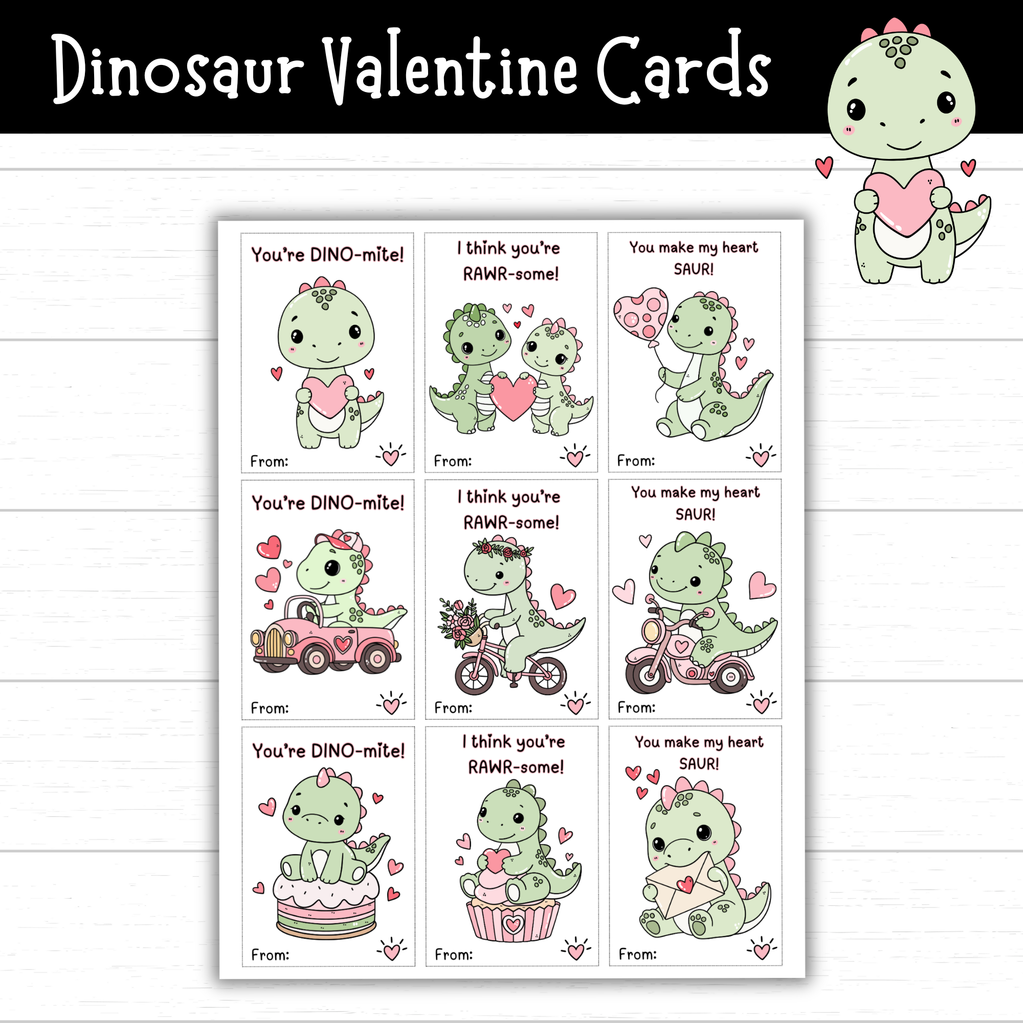 dinosaur valentine cards