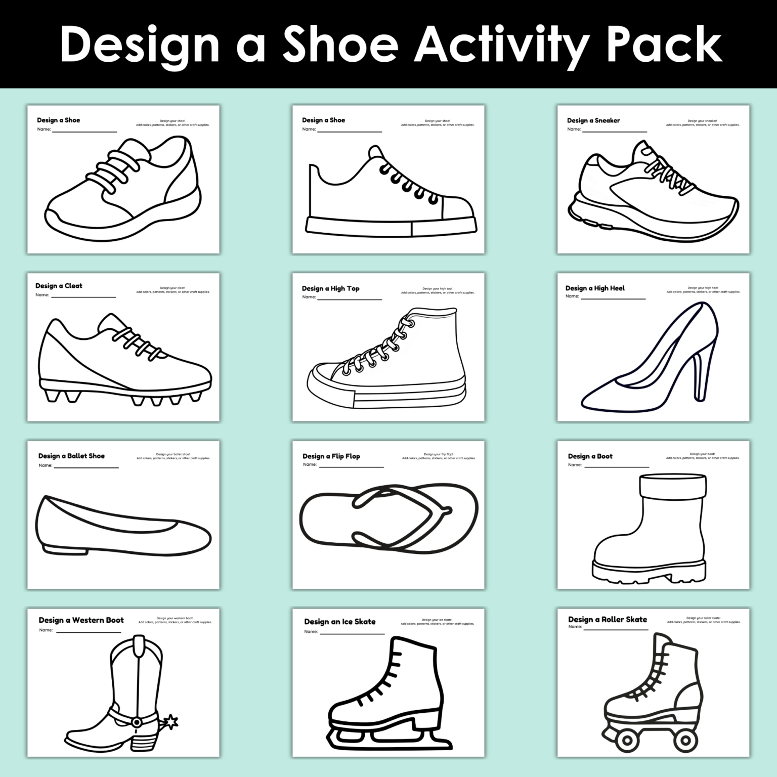 Fun Design a Shoe Printable Activity Pack for Kids (Perfect for Rainy ...
