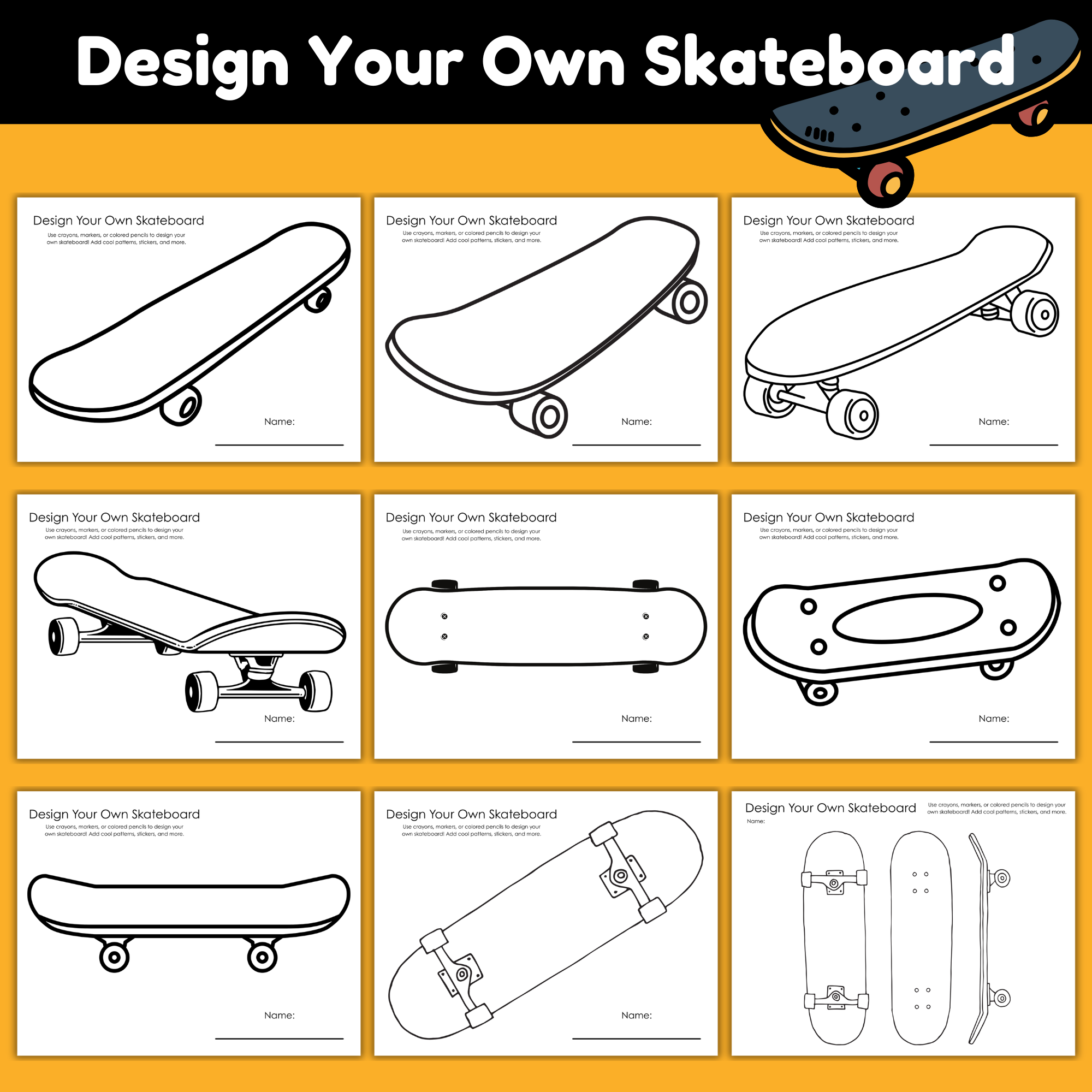 Design a Skateboard Printable Activity Pack