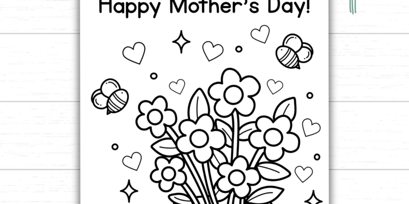 Printable Flowers in a Mug Mother’s Day Coloring Page