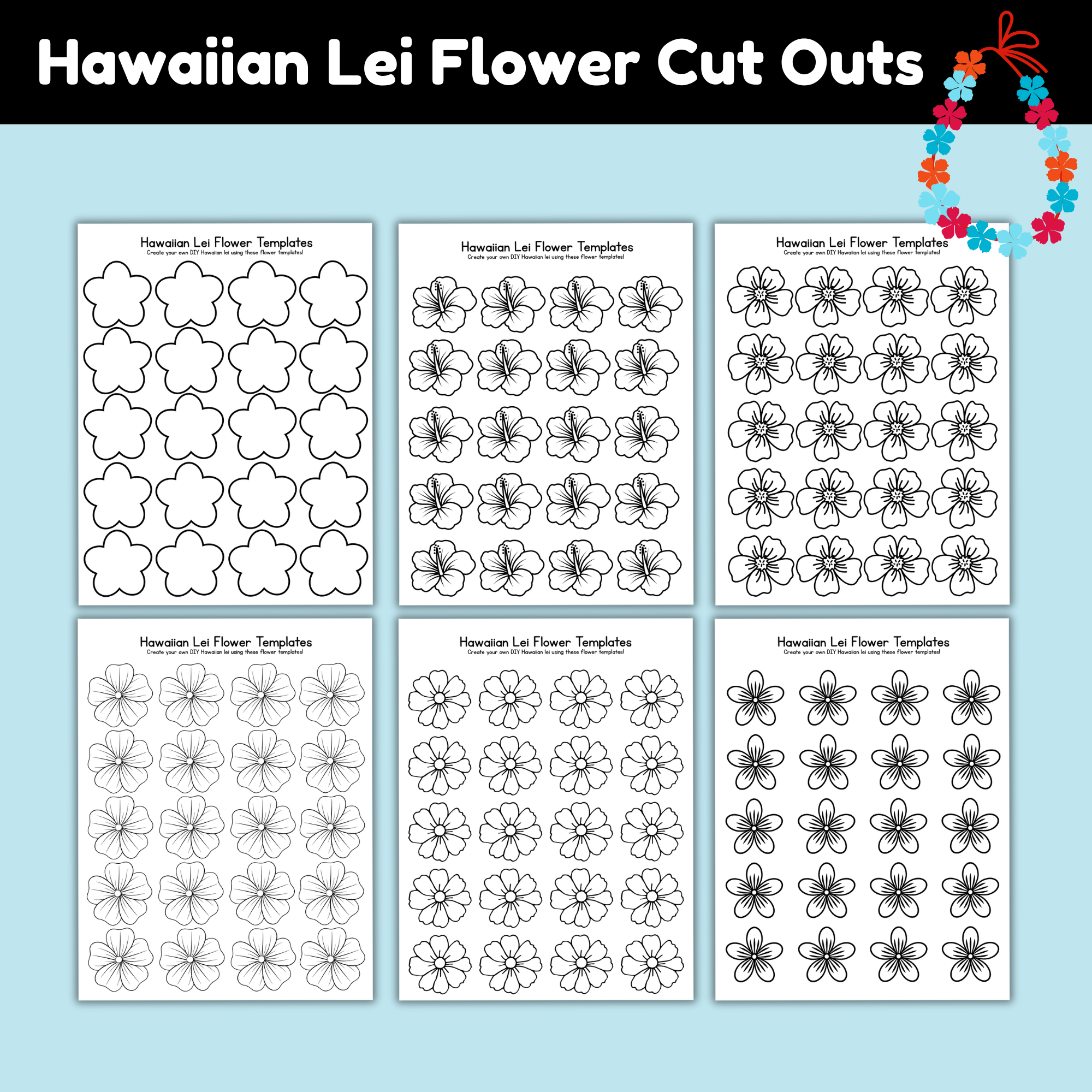 Printable DIY Hawaiian Lei Flower Templates – Easy Luau Craft for Kids