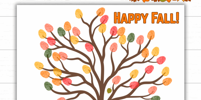Printable Fall Tree Fingerprint Art Activity for Kids