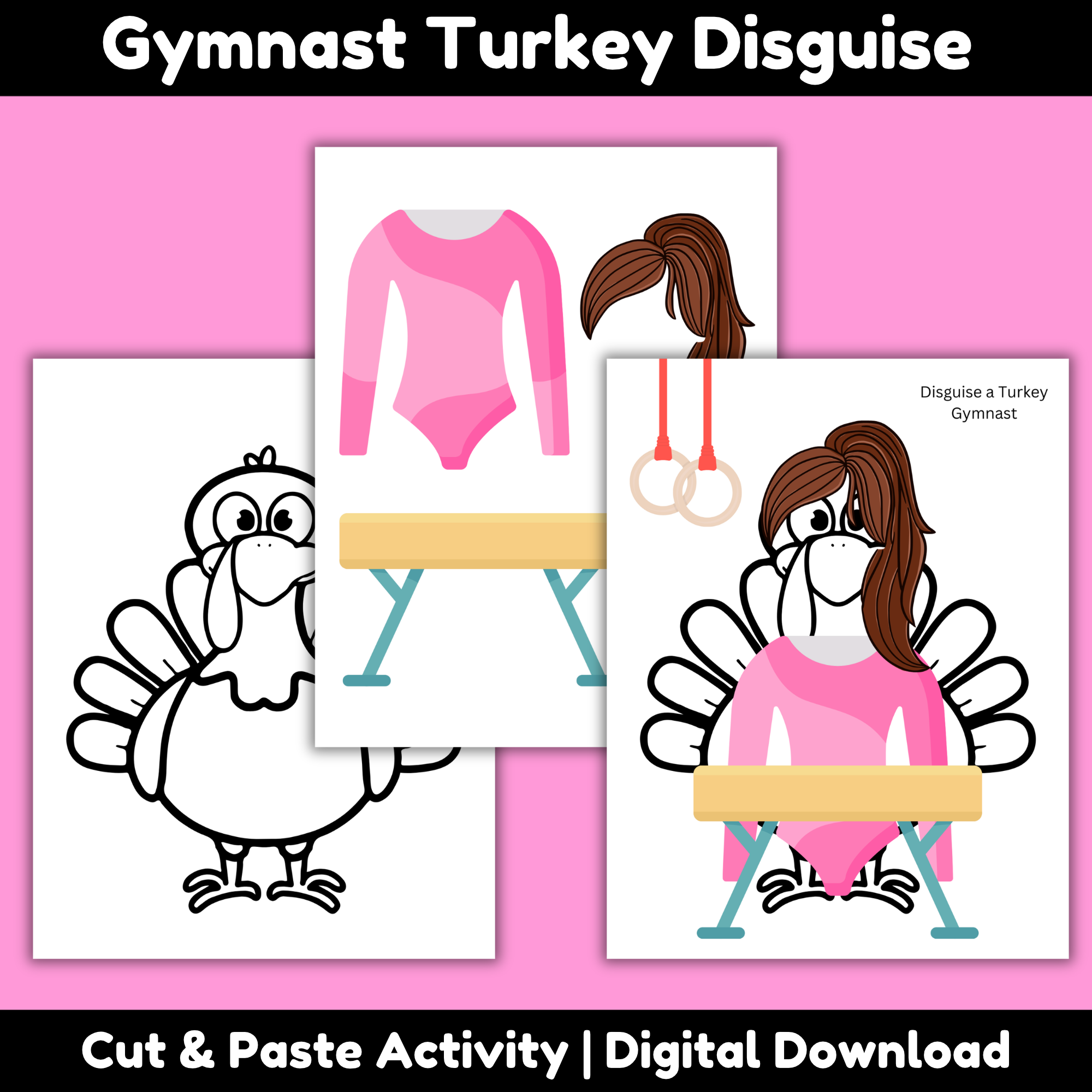 Gymnast Turkey Disguise Printable for Thanksgiving School Projects