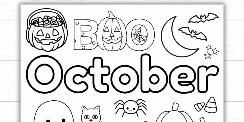 Printable Month of October Coloring Page
