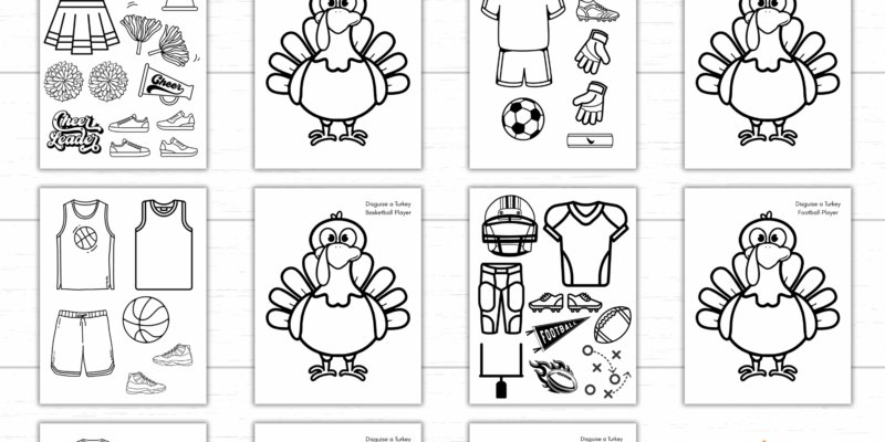 Printable Disguise a Turkey Sports Bundle