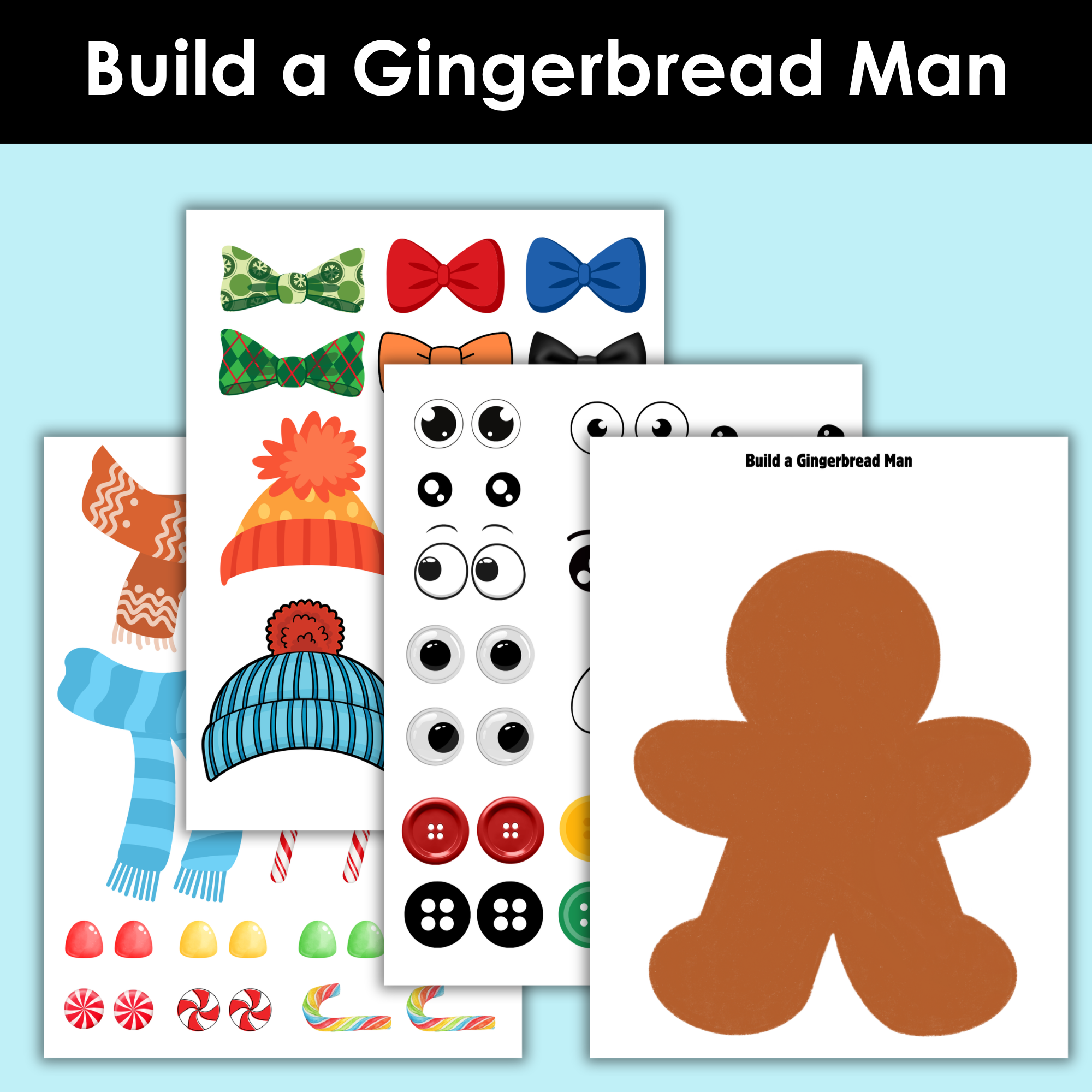 Build a Gingerbread Man Printable Set: Fun Holiday Craft for Kids