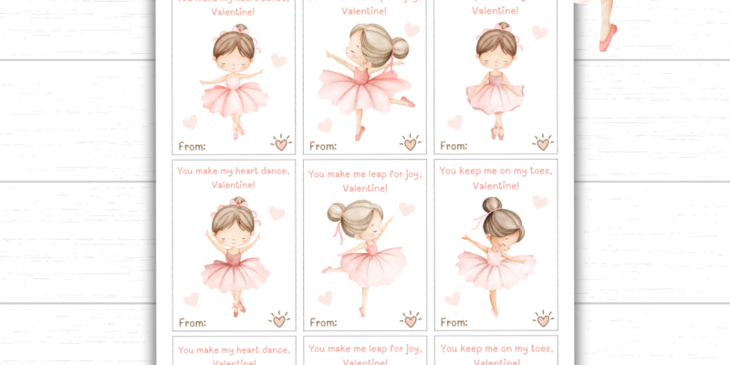 Easy Ballerina Valentine Cards for Kids (Printable for Busy Moms)