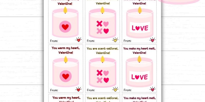 Candle Valentine Cards for Kids (Printable Option for Classrooms & Parties)