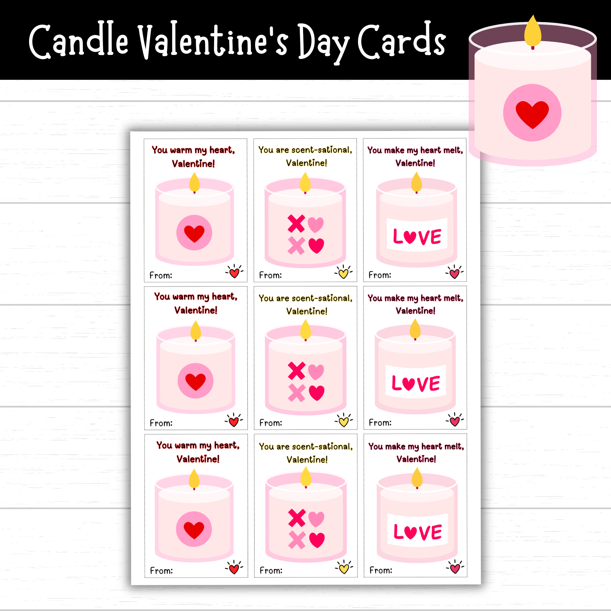 printable candle valentine's day cards for kids