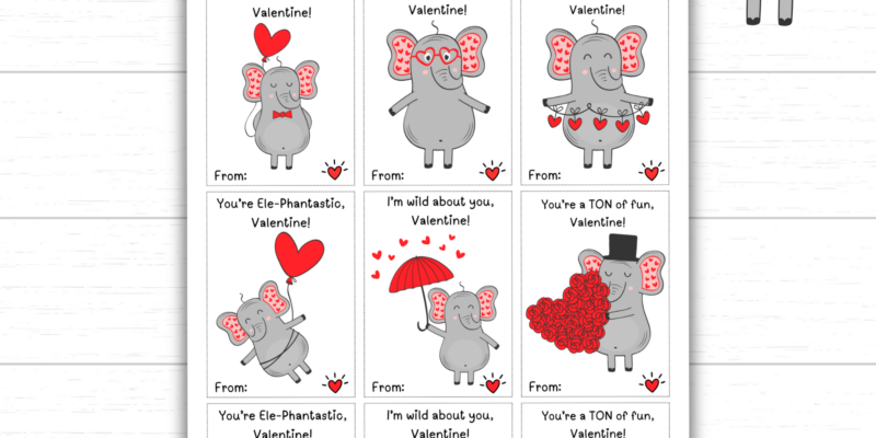 Make Valentine’s Day Fun with Printable Elephant Valentine Cards
