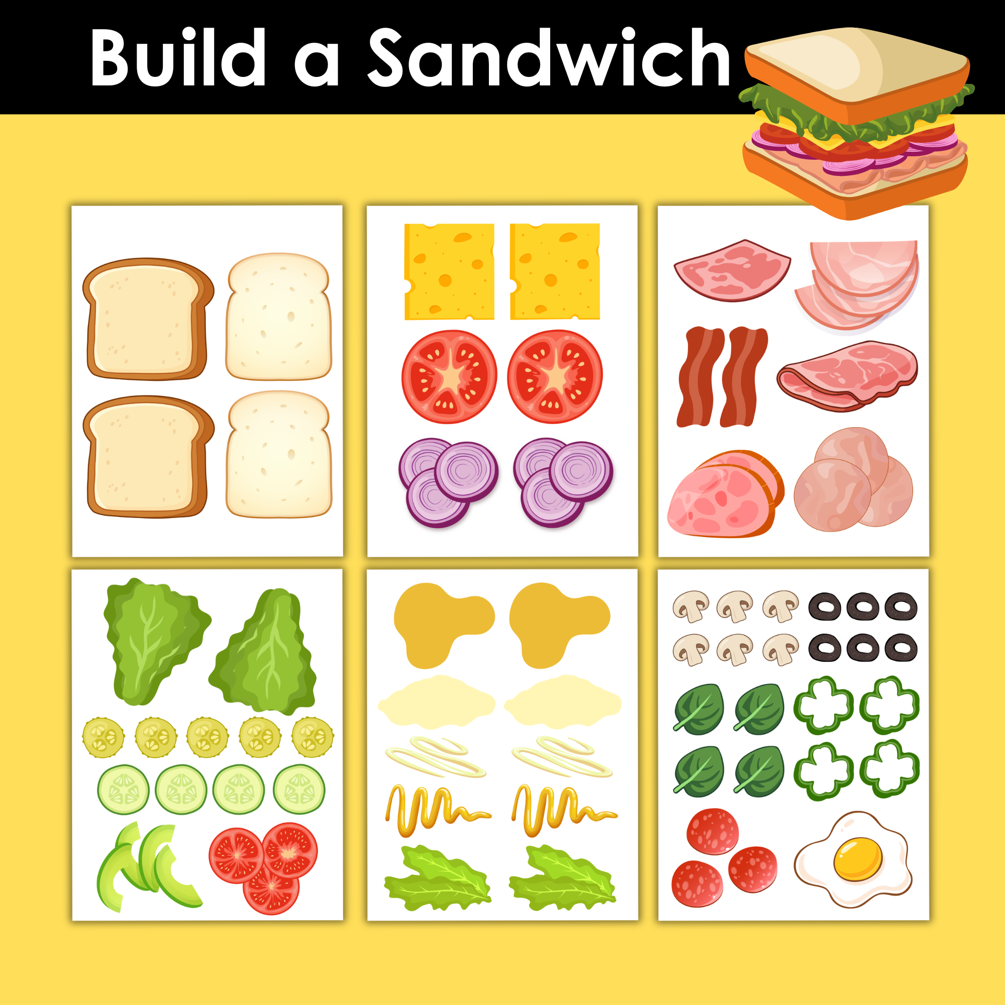 Build a Sandwich Printable for Kids (Reusable Pretend Play Food Activity)