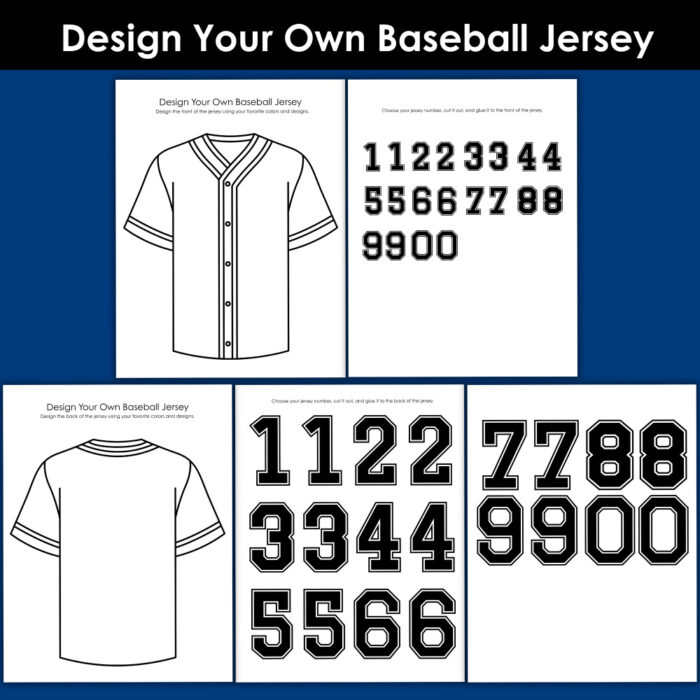 design your own baseball jersey printable pack with block numbers