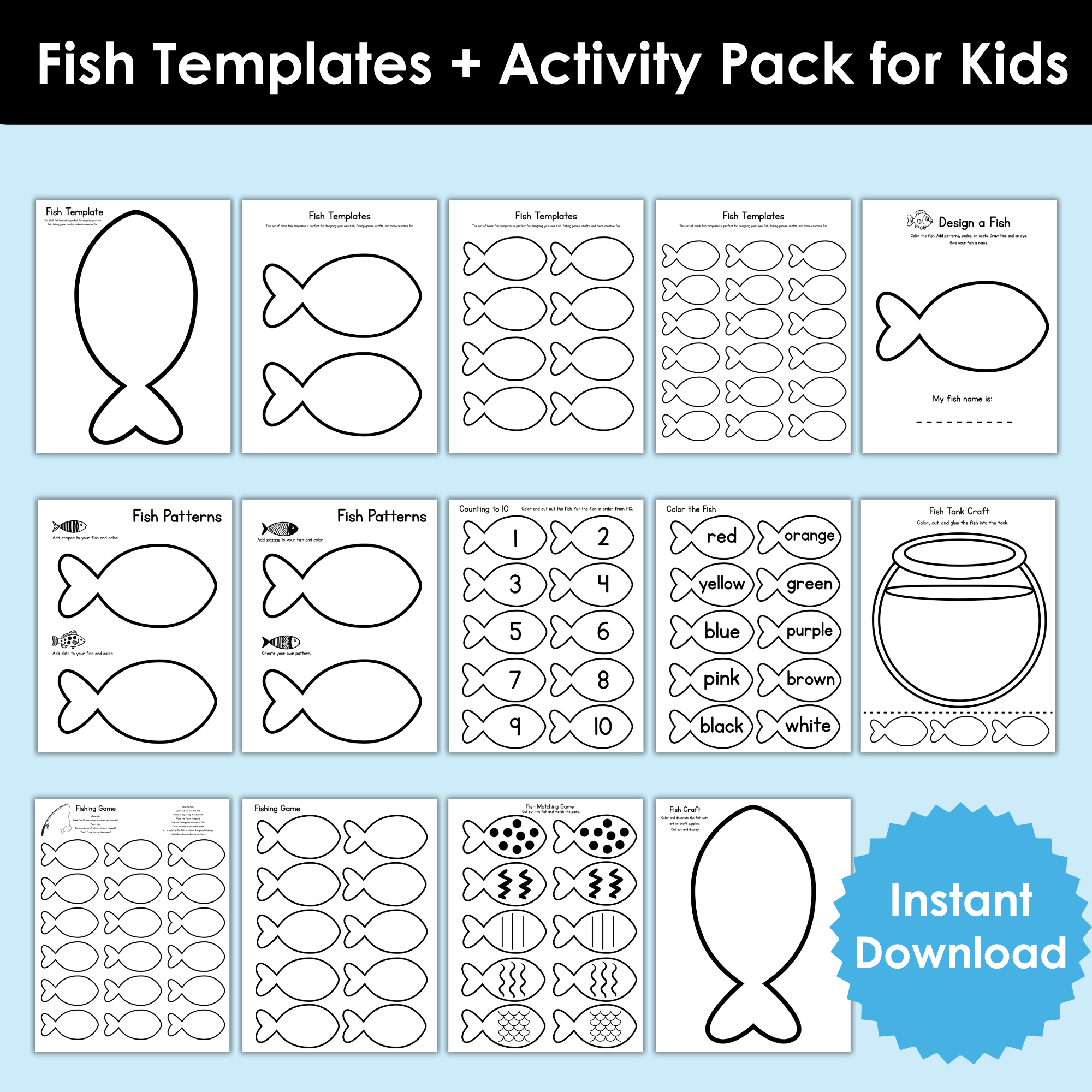 Printable Fish Templates + Fish Activities for Preschoolers