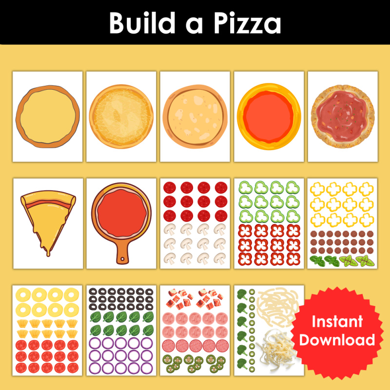 Build a Pizza Printable Activity for Preschool and Kindergarten