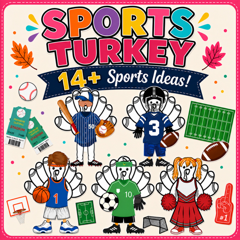 14+ Sports Turkey Disguise Printables for Thanksgiving School Projects & Crafts