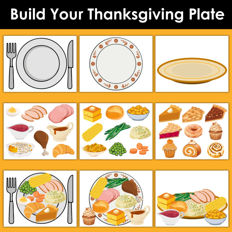 Build Your Thanksgiving Plate Printable Activity for Kids
