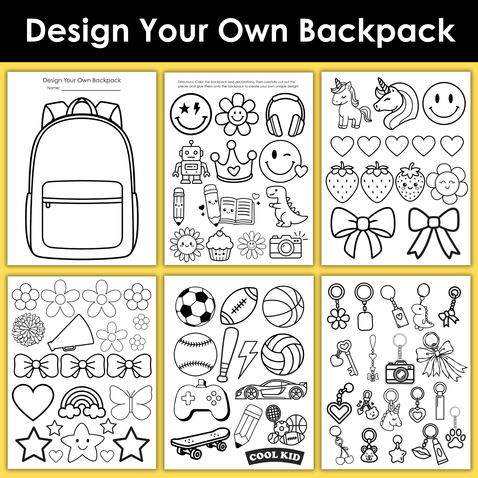 Design Your Own Backpack Printable | Fun Back-to-School Craft for Kids