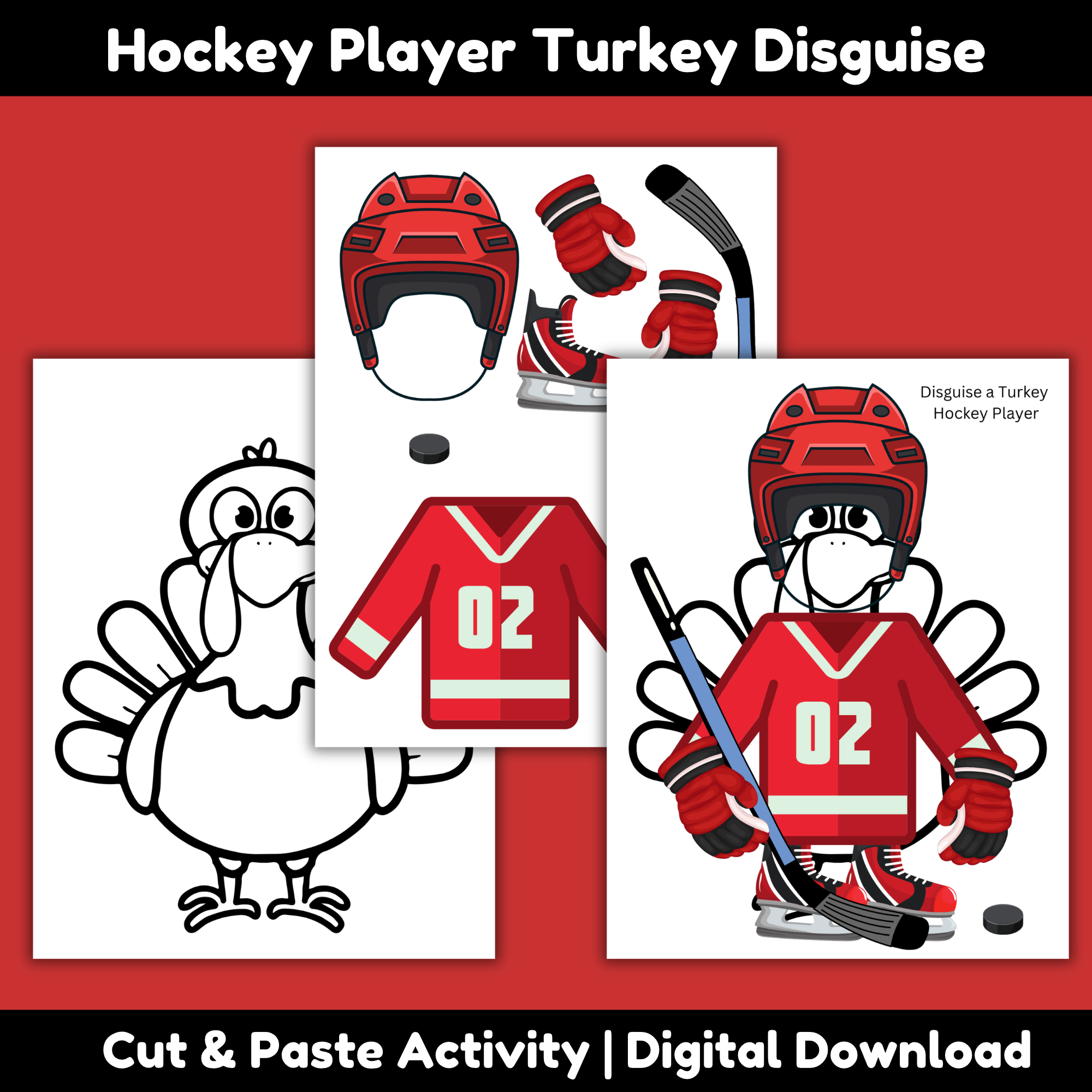 Hockey Player Turkey Disguise: 2 Printable Ideas for Thanksgiving School Projects