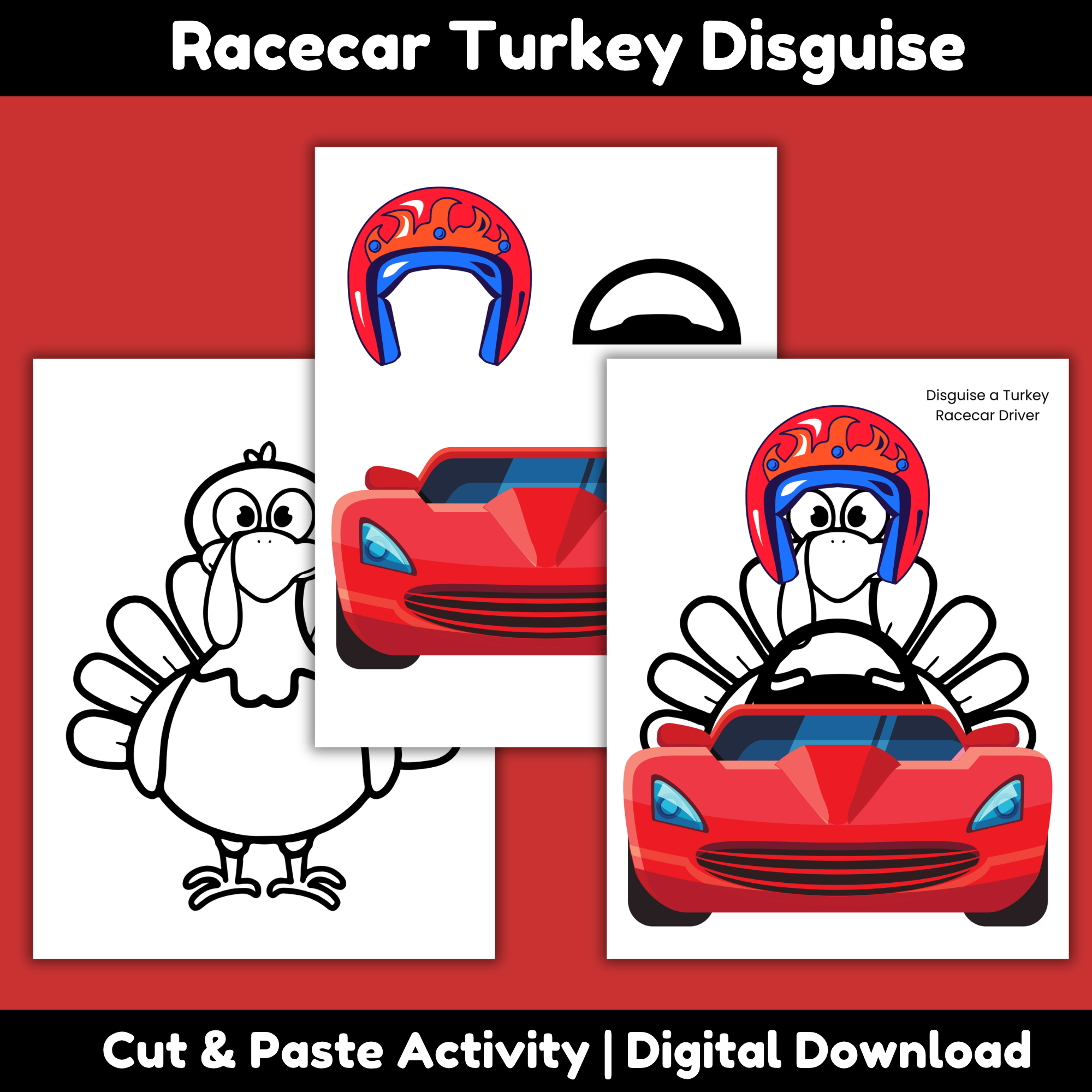 Printable Disguise a Turkey Racecar Driver