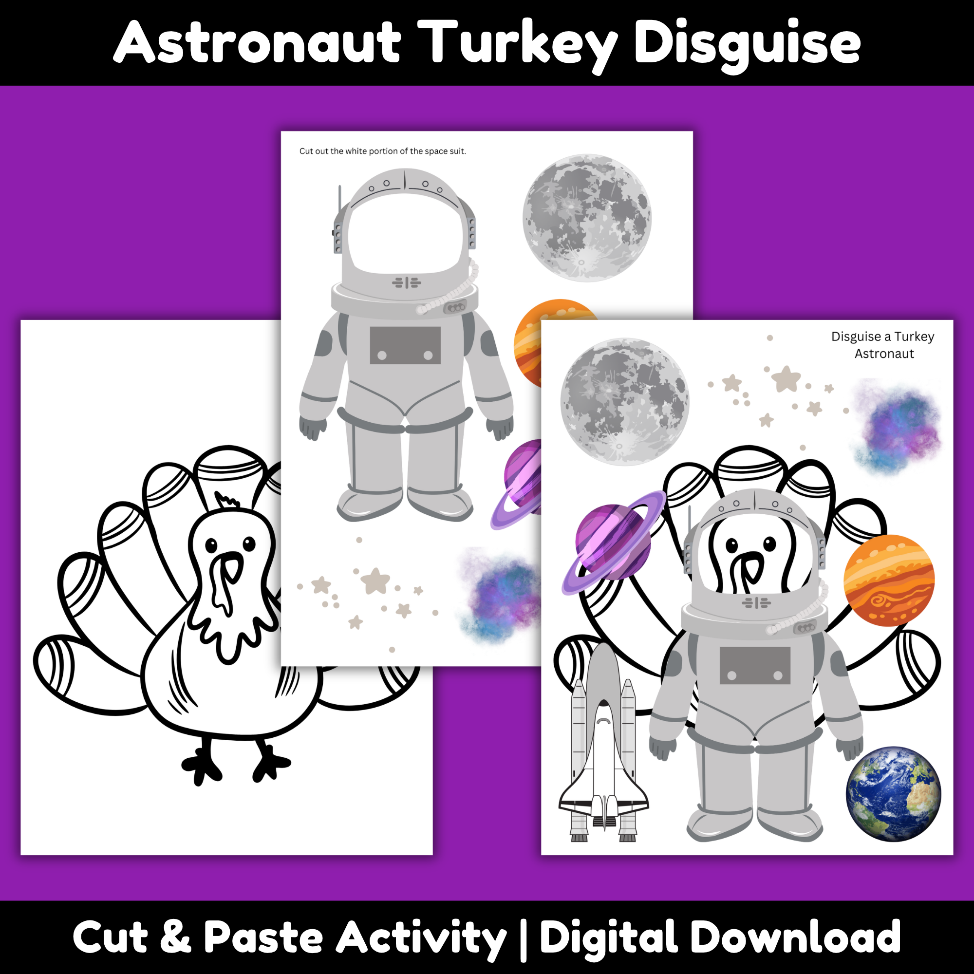 Astronaut Turkey Disguise Printable Craft for Kids
