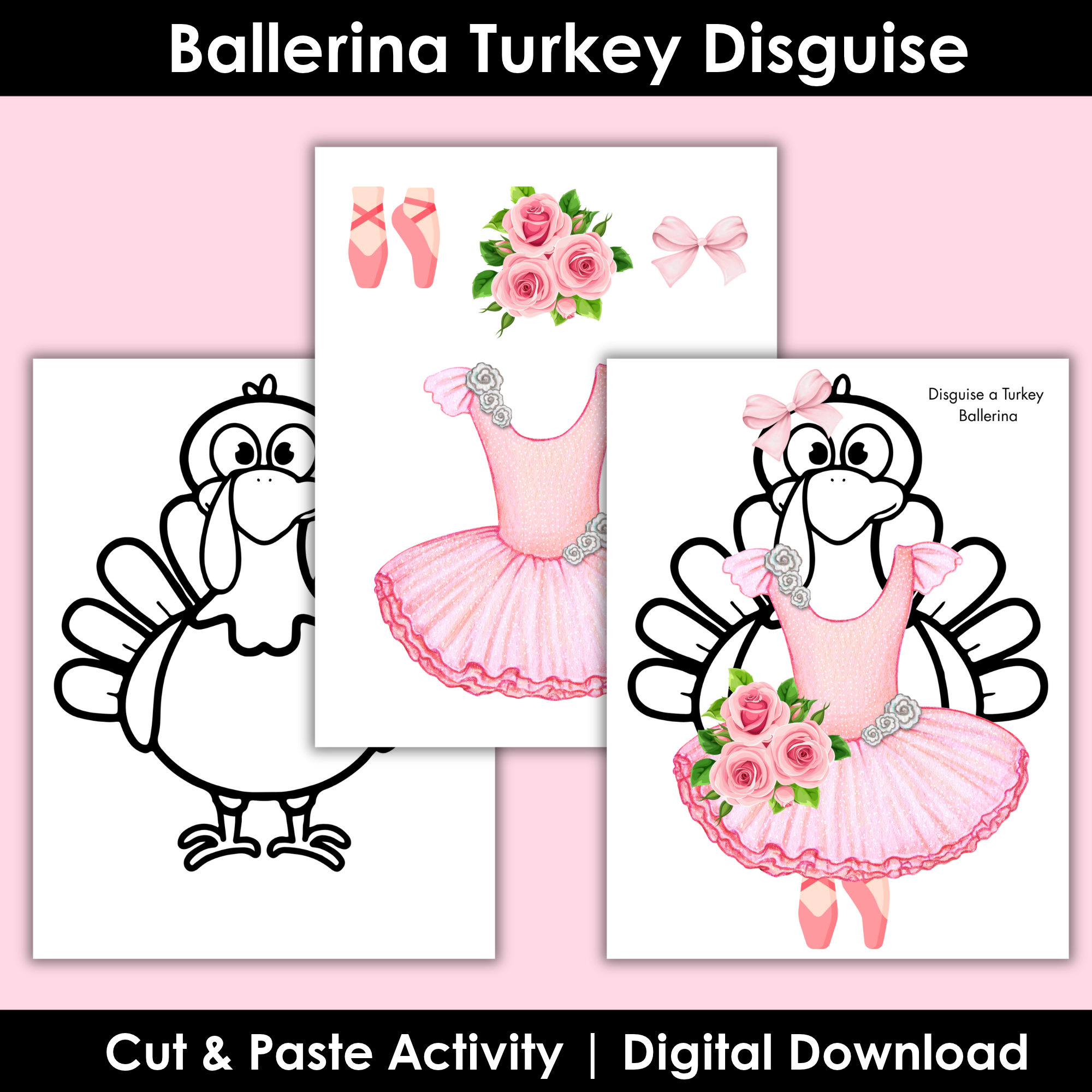 Ballerina Turkey Disguise Printable Craft for Kids (2 Options)