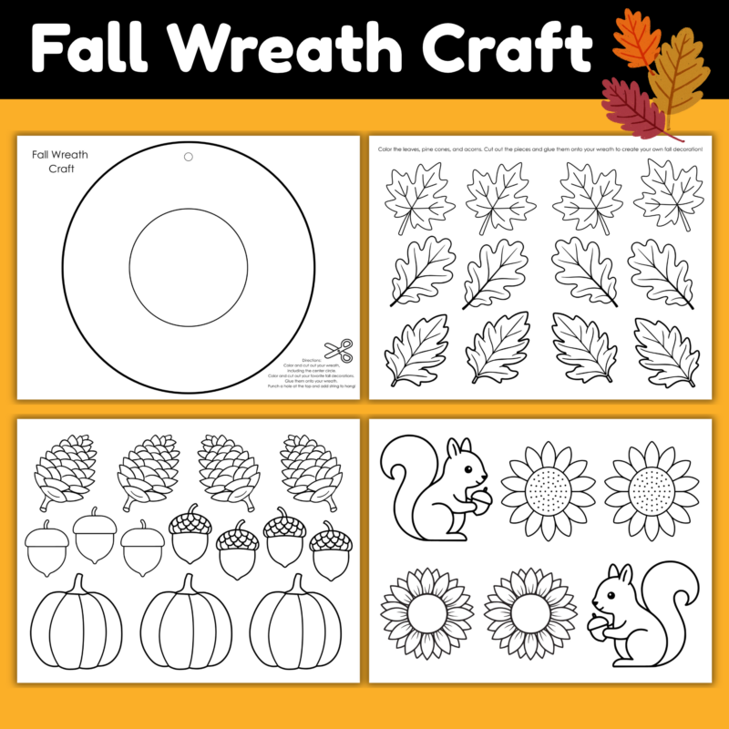 Fall Wreath Craft Printable for Kids | Cut and Paste Activity