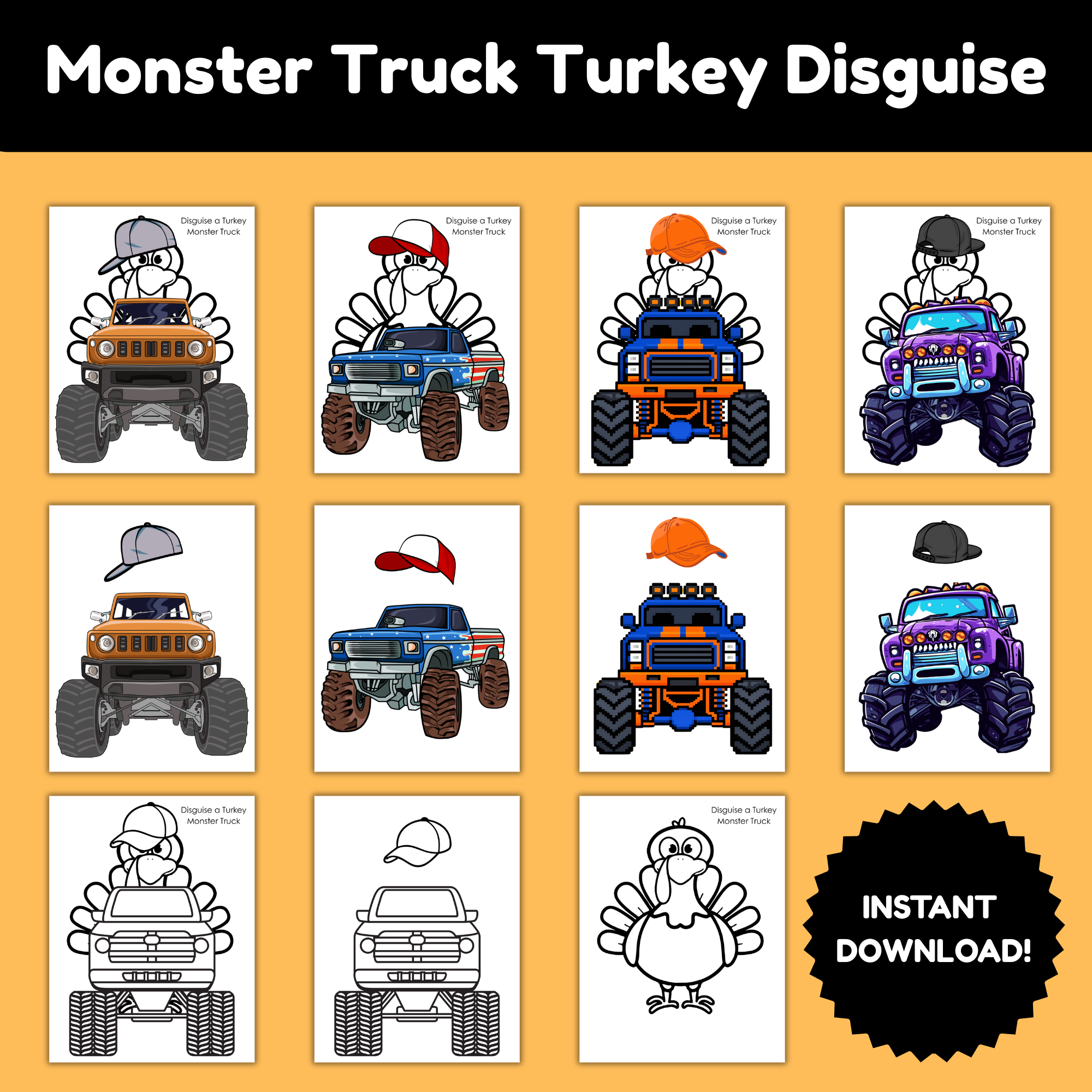 Monster Truck Turkey Disguise Printable