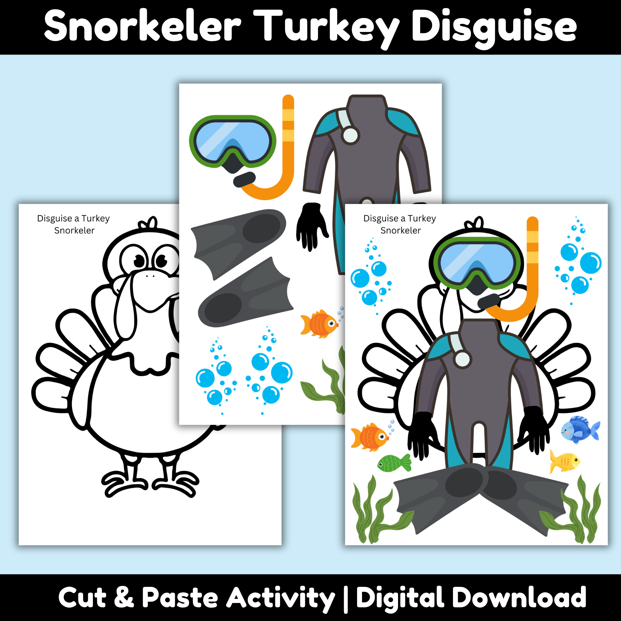Printable Disguise a Turkey Snorkeler