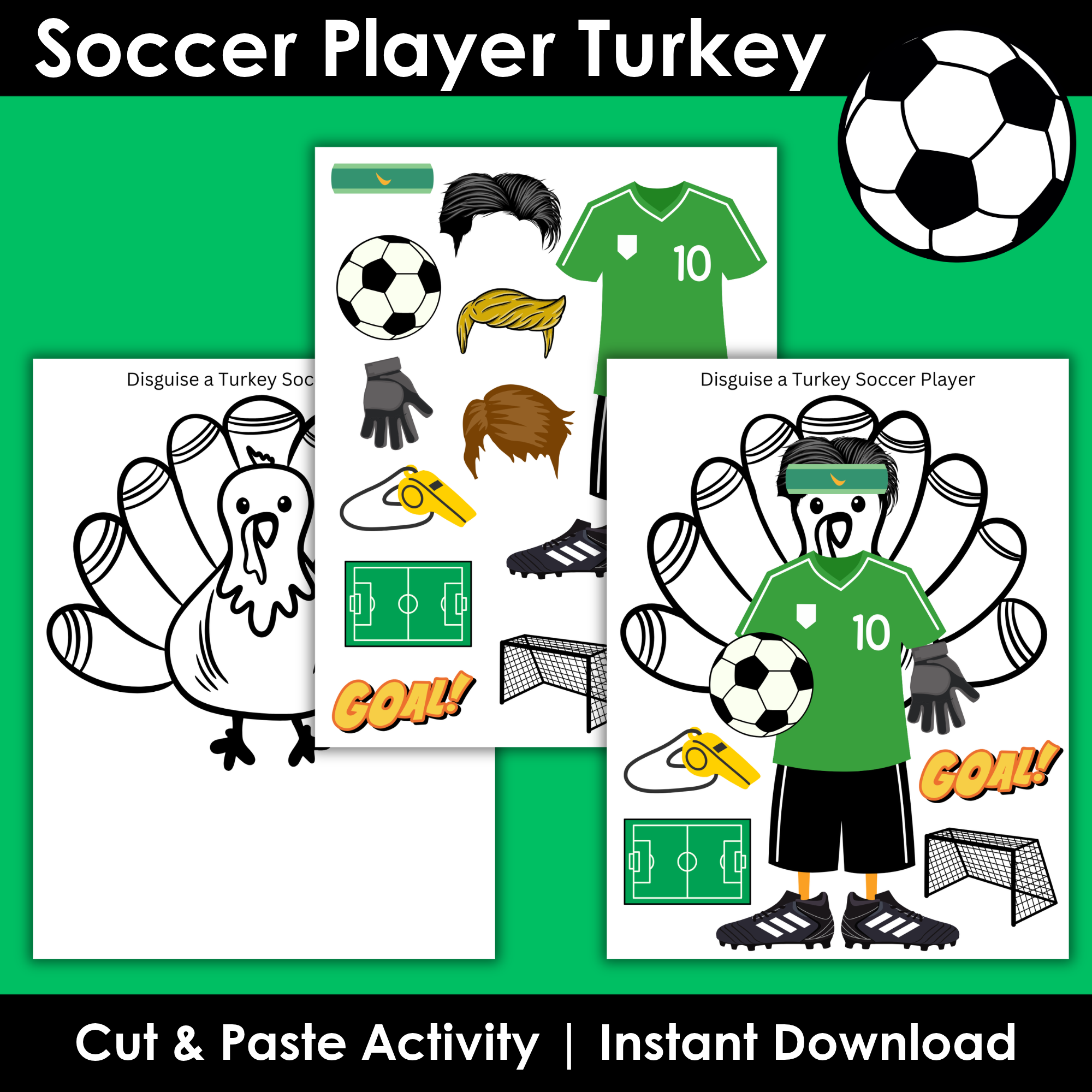 Soccer Player Disguise a Turkey: 5 Printable Ideas for School Projects