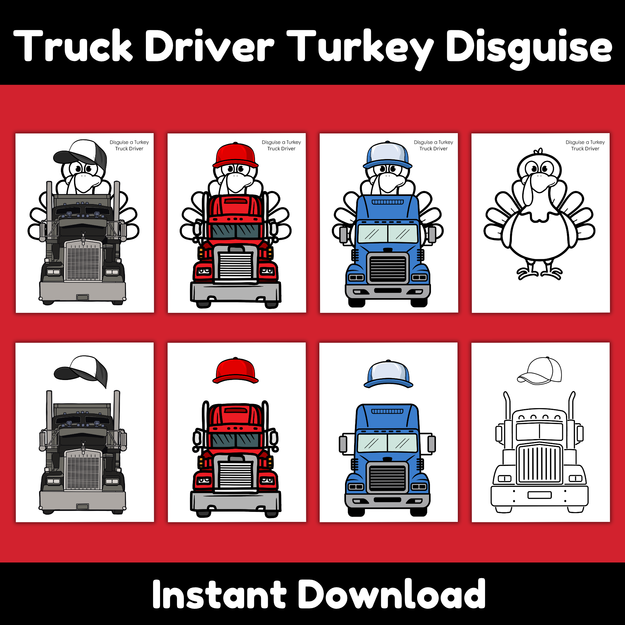Truck Driver Turkey Disguise Printable